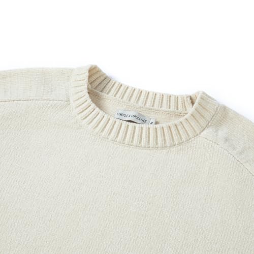 Image of Simple&Opulence Women's Chenille Sweater Crewneck Long Sleeve Pullover Ribbed Cuff Hem Round Neck Jumper Tops