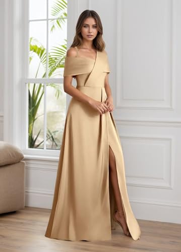 One Shoulder Mother of The Bride Dresses for Women Satin A-Line Corset Pleated Wedding Guest Dress2