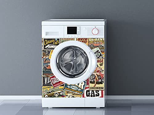 Oedim Vinilo para Lavadoras Matrículas Coches, Vinilo Decorativo para lavadoras, decoración para cocinas, Pegatina Lavadora