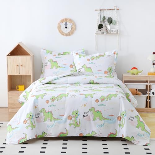 Image of Cute Dinosaur Full Size Bed Comforter Kids Bedding Set