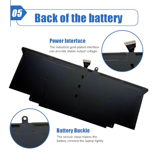 Image of 52Wh JHT2H Laptop Battery Replacement for Dell Latitude 7310 7410 Series | For Dell P34S P34S001 Latitude 7410 Chromebook Enterprise, HRGYV WY9MP 4V5X2 0HRGYV 09YYF 35J09 0WY9MP 04V5X2, 7.6V 6500mAh