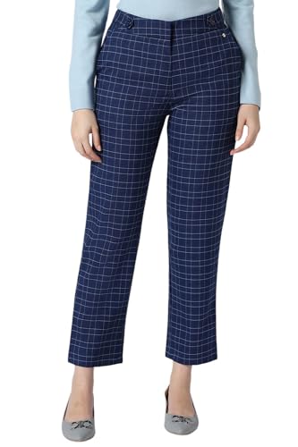 Image of Van Heusen Women High Rise Check Formal Regular Fit Trousers