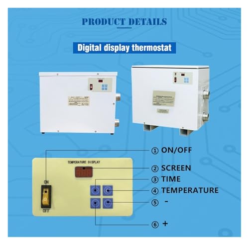 Calentador de piscina termostático digital con alta eficiencia, control de temperatura y tiempo ajustable para piscinas