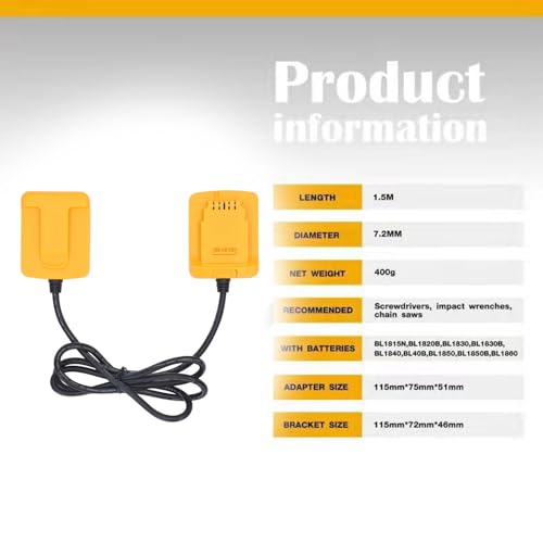 Adaptador de batería de 18 V, convertidor de potencia ABS compatible de 1,6 M 3
