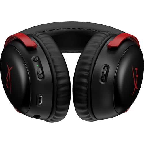 Image of HyperX Cloud III Wireless - Gaming Headset for PC, PS5, PS4, up to 120-hour Battery, 2.4GHz Wireless, Spatial Audio, 53mm Angled Drivers, Memory Foam, Durable Frame, 10mm Microphone, Black /Red