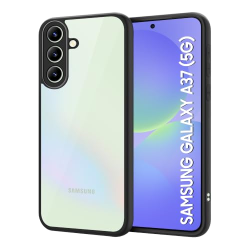 Image of CEDO Backcover for Samsung Galaxy A37 (5G) | Camera Protection Bump Shockproof Edge | Ultra Hybrid Transparent Acrylic Clear TPU+PC Hard Backcase Cover (Black)