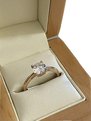 Metallo: finitura oro giallo. Anello da donna in oro giallo 9 kt, con solitario classico da 1 ct, con diamante creato da Dubai, per compleanno, Capodanno, San Valentino, regalo per mamma, moglie, sorella, fidanzata, con