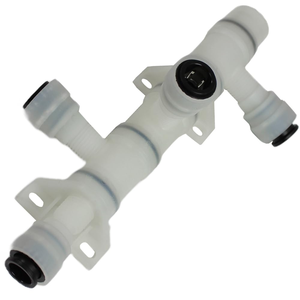 John Guest Bloc de distribution d'eau 3 compartiments 12 mm réglable à 360° pour camping-car, caravane, camping-car