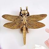 Semeid Large Gold Dragonfly Wall Decor - 3D Resin Vintage Insect Wall Art Hanging Sculpture for Indoor & Outdoor Home, Garden & Living Room Décor