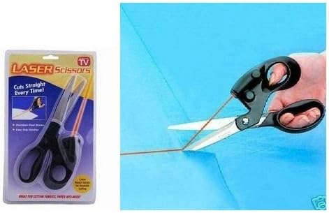 One Professional Laser Guided Scissors For home Crafts Wrapping Gifts Fabric Sewing Cut Straight Fast with battery