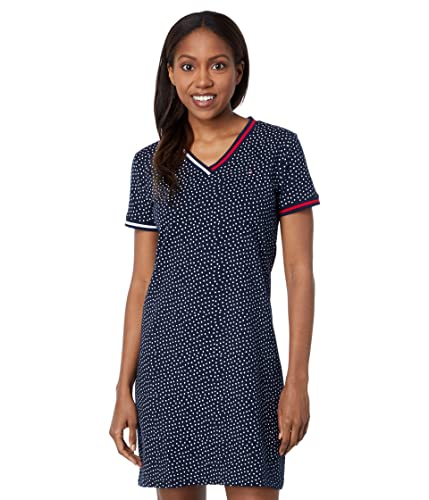Tommy Hilfiger Womens T-Shirt Dress –Short Sleeve Cotton Summer Dresses for Women, Sky Captain/Bright White, XX-Large