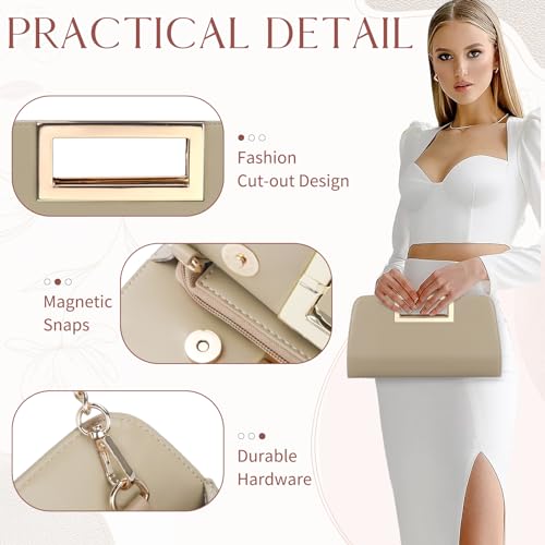 Image of VASCHY Clutch Purse for Women,Fashion Vegan Leather Cut-Out Handle Evening Handbag Crossbody Shoulder Bag for Wedding,Party