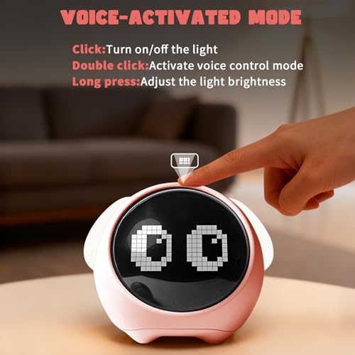 Cute Dog Kids Alarm Clock, Voice Control Rechargeable Digital Clock, Pink - Image 2