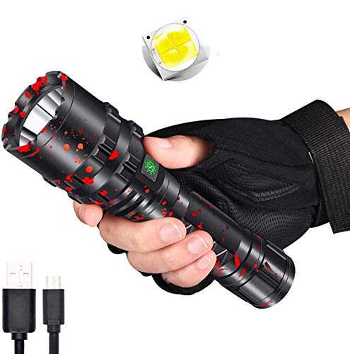 USB Rechargeable Flashlight MinChen XHP50 LED Flashlight 5 Modes Bright White Light 6000K 26650/18650 LED Flashlight Waterproof Tactical Flashlight