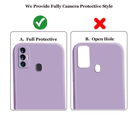 Image of A rtistque Liquid TPU Silicone Matte Shockproof Flexible with Camera Protection Soft Back Cover Case for Tecno Spark 7, Tecno Spark 7T - Purple