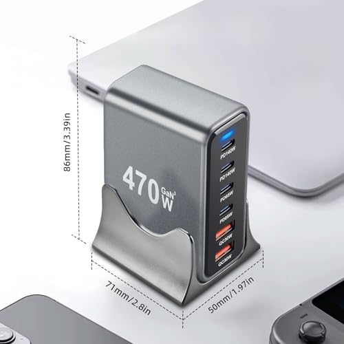 Cargador USB C 470W ARCELI GaN III, tecnología avanzada de carga múltiple 7