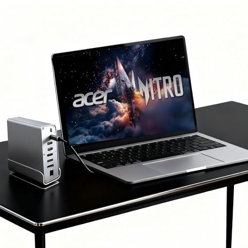 15-in-1 USB C Docking Station für Acer Nitro 17 16 14 5, V 14 AI, V 15 AI, V 16 AI, V 17 AI Gaming-Laptops，mit 360°-Drehfuß, 2 * 4K HDMI und 1 * DP, 10Gbps USB Datenübertragung, RJ45, Audio，SD/TF
