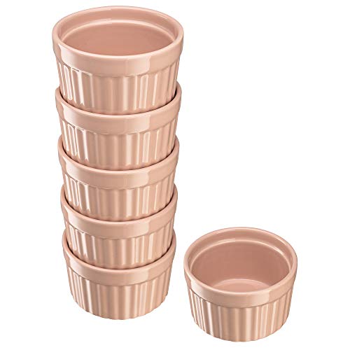 Kook 10 Oz Porcelain Ramekins, Souffle Dishes, Oven Safe, For Baking Pot Pies, Creme Brulee, Lava Cake, Soup, Set Of 6, #TOP1