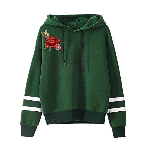 Preisvergleich Produktbild TOPKEAL Stickerei Applique Langarm Hoodie Pullover Damen Herbst Winter Kapuzenpullover Sweatshirt mit Kapuze Winterpullover Jacke Mantel Tops Mode 2020