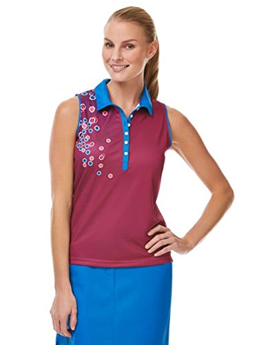 CallawayWomen's Micro Hex Razor Back Sleeveless Polo, Wild Aster, Large