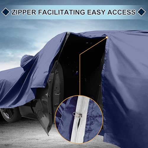Image of Navy Blue Heavy Duty Waterproof Car Cover for SUV 191 inch-199 inch - All-Weather UV Protected Outdoor Full Exterior Cover with Sun /Snow /Rain Resistance