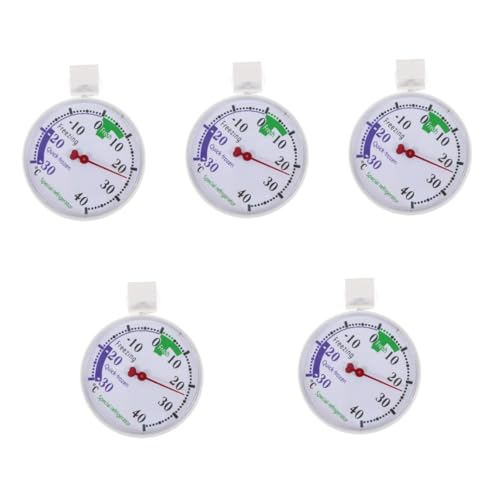Cabilock 5pezzi Termometro Analogico Per Frigorifero e Congelatore Monitoraggio Temperatura Bimetallico Per Conservazione Cibi Facile Installazione e Riutilizzabile Misurazione Accurata Per