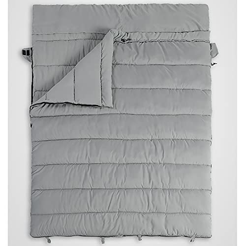 Comfortable Sleeping Bag, Cold-Proof Double Sleeping Bag, Adult Pair of Sleeping Bag, Outdoor Camping, Thickened Sleeping Bag, Indoor and Outdoor Activities (Colour: Grey, Size: 220 x 145 cm) - Image 3