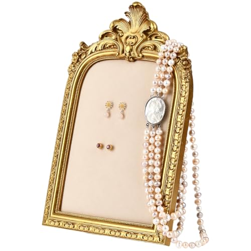 SOFPLATE Présentoir à Bijoux Baroque avec Cadre en Velours et Support en Velours Plastique Recouvert de TPR Doré Accessoires de Photographie Vintage Rétro...