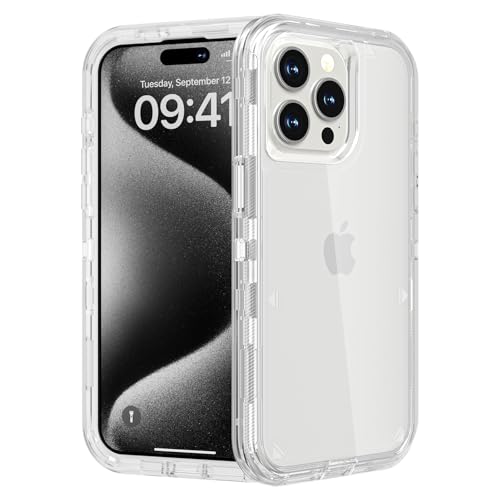 Follaroma for iPhone 15 Pro Max Case Heavy Duty Shockproof Protection Phone Cases Anti-Drop Dual Layer Transparent Protective Cover Compatible with iPhone 15 ProMax 6.7 inch Crystal Clear