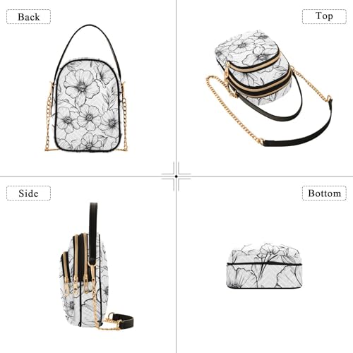 Floral Chain Crossbody Bags for Women Flowers Quilted Shoulder Handbags Travel Cross Body Cell Phone Purses Bags4