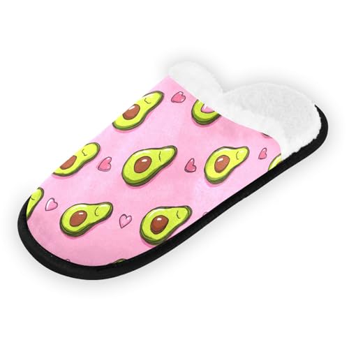 Avocado Heart Cartoon Pink Slippers For Women Men Soft Memory Foam Non-Slip Fruit Winter Indoor House Shoes Travel Slipper2