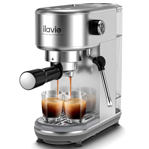 ILAVIE Espresso Machine 20 Bar, Compact Espresso Maker Stainless Steel