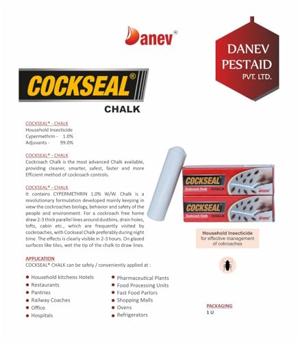 Image of COCKSEAL Cockroach Chalk, Professional Pest Control Treatment, White Powder Form, Insect Repellent, Pack of 1