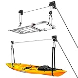 Auttely Heavy Duty Kayak Hoist Lift 2-Pack 125 Lbs Capacity Ceiling Mount Bicycle Kayak Canoe Ladder...