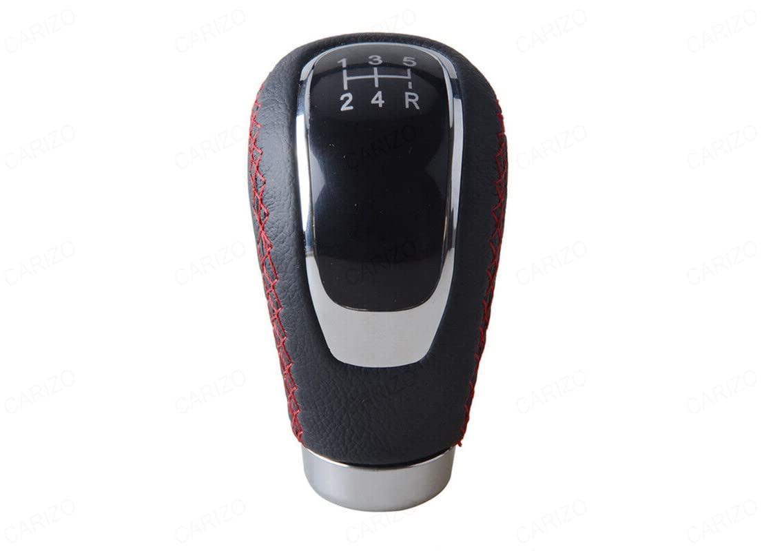 CARIZO Gear Shift Knob (Design SC Leather, Black & Red) Gear Lever