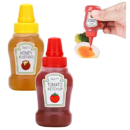 Image of Cots and Cuddles 2pc Portable Mini Ketchup Bottle, Condiment Squeeze Transparent Plastic Sauce Bottles 25ml Refillable Jar for Travel, Camping, School Kids & Office Adults Bento Lunch Box (2pc)