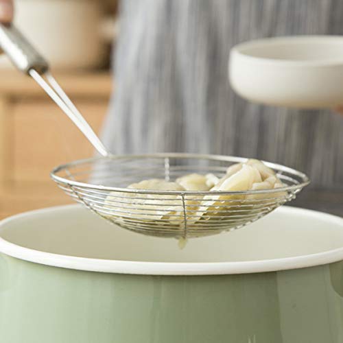 UPKOCH Espátula de aranha de arame de malha de aço inoxidável, concha escumadeira, colher para macar