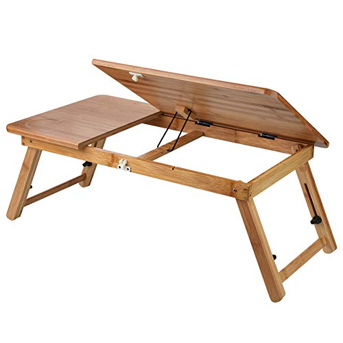 Bureau d'ordinateur pliable réglable en bambou pour travailler sans table - 5