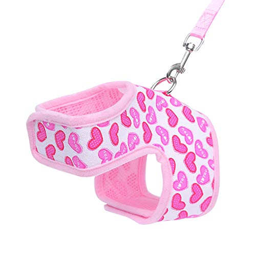 Anniston Dog Harness, Durable Love Heart Pet Dog Cat Safety Puppy Chest Strap Harness Leash Rope for Your Pet Puppy Small Medium Large Dogs, Pink S