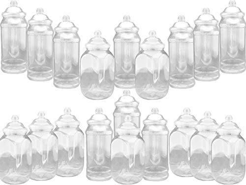 20 x Mixed 1L Plastic Victorian Sweet Jars for Candy Buffet, Wedding, Party