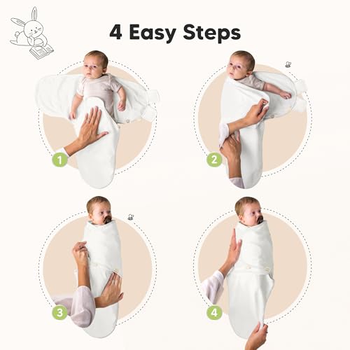 Image of 3pk Organic Swaddles for Newborns Girls, Boys & Hats (Soft White, 0-3M) | Soft Cotton Baby Sleep Sacks 0-3 Months, Breathable Baby Hats and Swaddles 0-3 Months, Newborn Essentials Must Haves