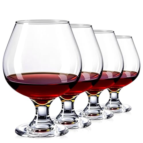 Image of Crystal Cognac Glasses, Set of 4, 11.5 oz, Old Fashioned Glasses, Whiskey, Bourbon, Brandy, Scotch