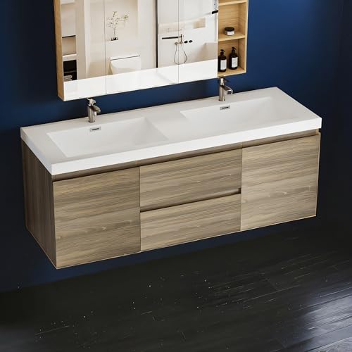 60 Inch His and Hers Bathroom Vanity，60 Inch Double Sink