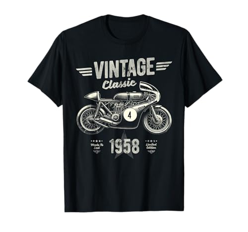Funny Born 1958 Vintage Classic Retro Motorbike Birthday T-Shirt