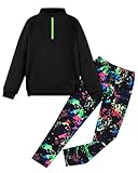 Coedody Girls Clothes Fashion Half Zip Sweatshirt Tie Dye Leggings Pants 2 Piece Girls Outfits Size 6-14Y Kids Activewear Set