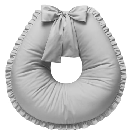 Almofada de Amamentação Babado Extra Grande Algodão (Cinza)