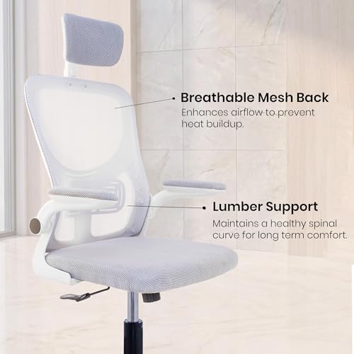 Image of Casa Copenhagen Grey White | High Back Imported Mesh Fabric Boss Office Chair | Y Design Ergonomic Back Support | 2D Aero Design Adjustable Armrests | Synchro Tilt Lock Mechanism Support