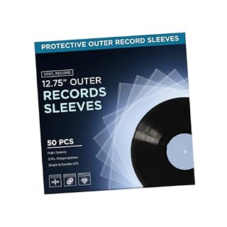 TNP 50 Vinyl Outer Sleeves Cover – Thick 3 Mil Vinyl Protective Sleeves 12.75″ x 12.75″ – Crystal Clear Plastic Record Sleeve for Single & Double LP Album Covers Storage Collection - Les Beatles, Paul McCartney, John Lennon, RIngo Starr, George Harrison