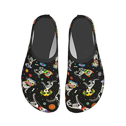 Amrandom Womens Swim Shoes Water Shoes Sugar Skull Floral Non-Slip Quick Dry Aqua Socks For Adults Pool Socks Sand Socks For Beach Essentials Volleyball, 7-8 Women/6-7 Men #TOP2