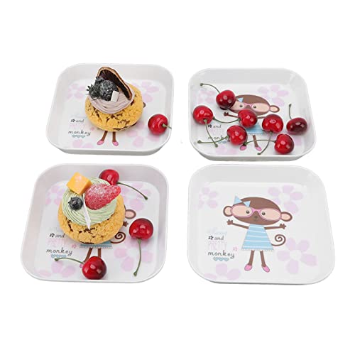 Fruit Bowl, 14 Cm Easy to Clean Deliver Delicious School Meals in Restaurants with 4 Large Snack Plates Monkey